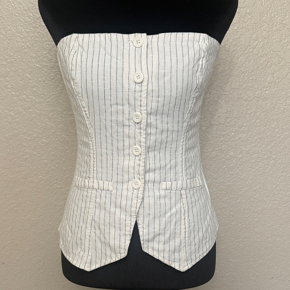 Wild Fable White Striped Strapless Blouse